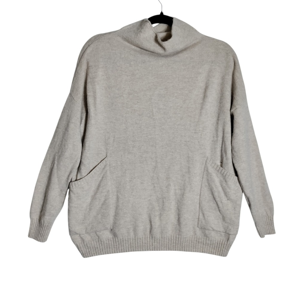 Brown Allan Merino Wool Yak Blend Turtleneck Sweater Oatmeal Beige XS